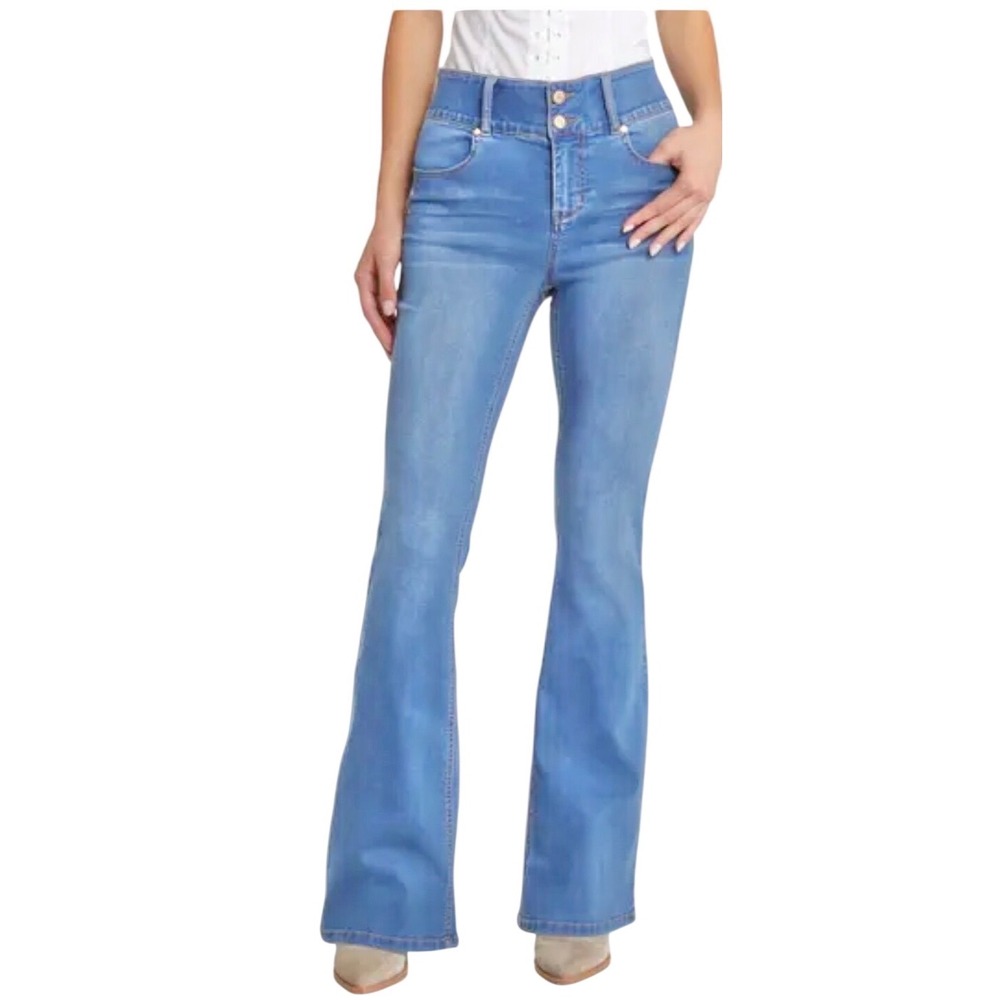 NEW 1822 Denim High Rise Flare Jeans Womens 24 Blue Fit & Lift Medium Wash